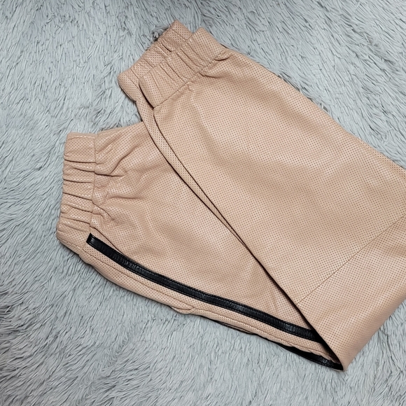 Ash Pink Leather Sweat Pants by Vandal - Picture 2 of 11